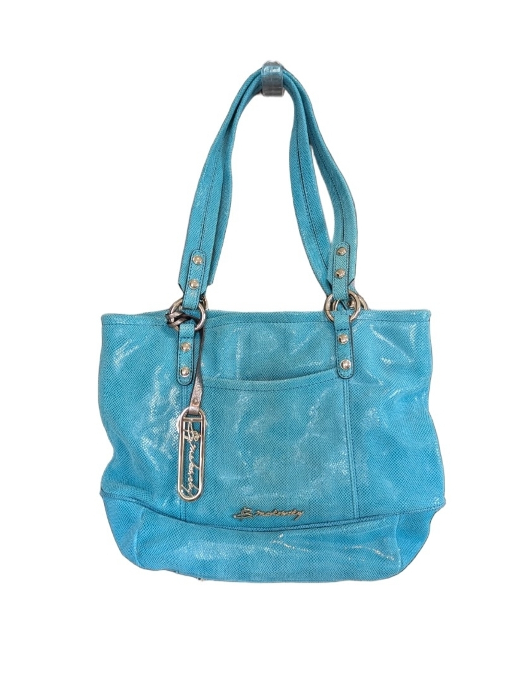 B. Makcowsky Turquoise Snake Embossed  Large Leather Handbag Purse Tote Y2K